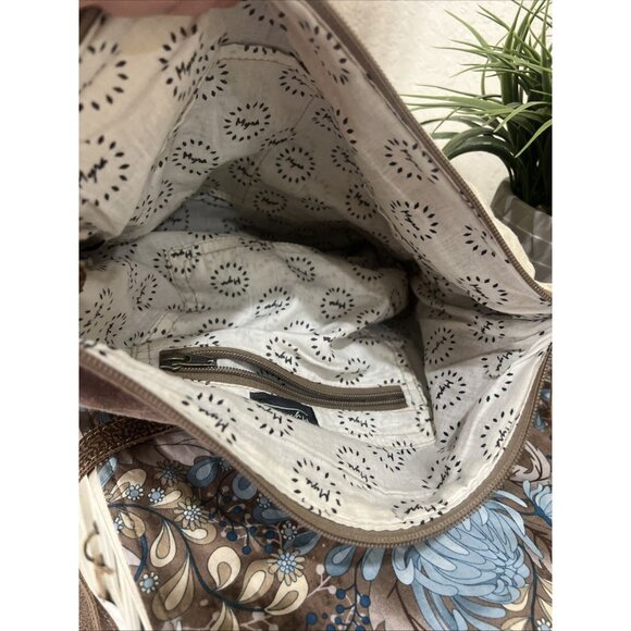 Myra Bag Tribe Strip Upcycled Canvas & Leather Aztec Crossbody Shoulder Purse - Picture 8 of 10